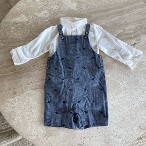 Janie and Jack boys dress shirt and overalls